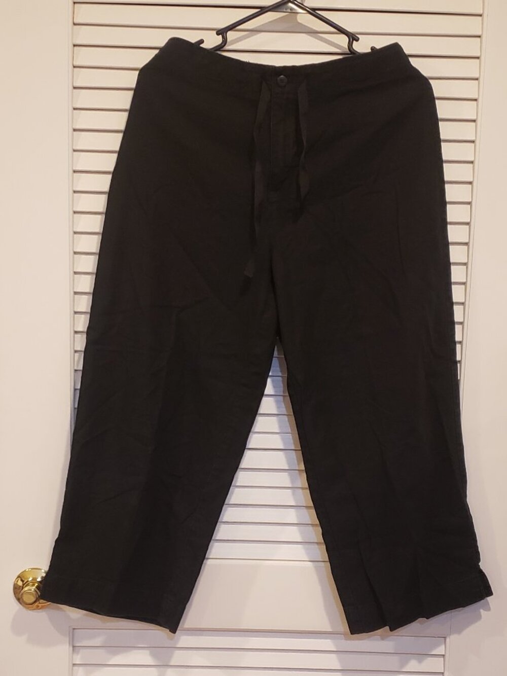 Lee Women's black cotton linen blend wide leg capri's sz 8M, summer, costal vibe